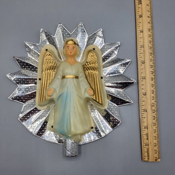 Vintage MCM Aluminum Union Christmas Tree Top Angel Figurine Metallic Starburst - Picture 12 of 12